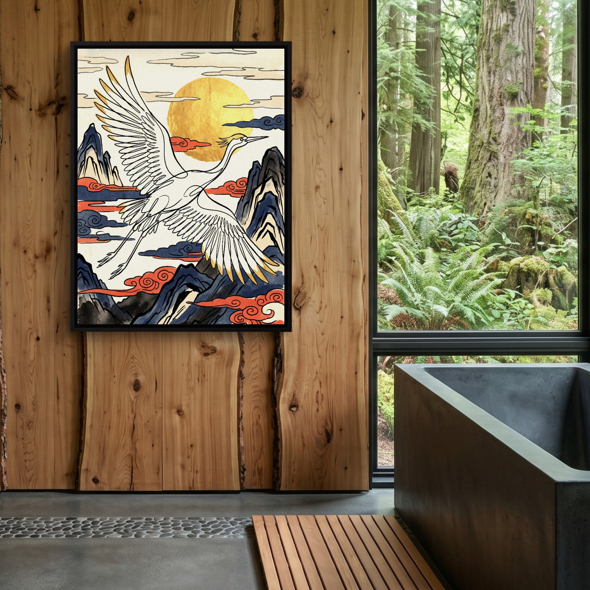 Crane Golden Flight — crane golden flight sq outdoor bathroom log 1port framed black