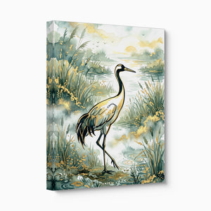 Crane Golden Sunrise — crane golden sunrise angled flush print