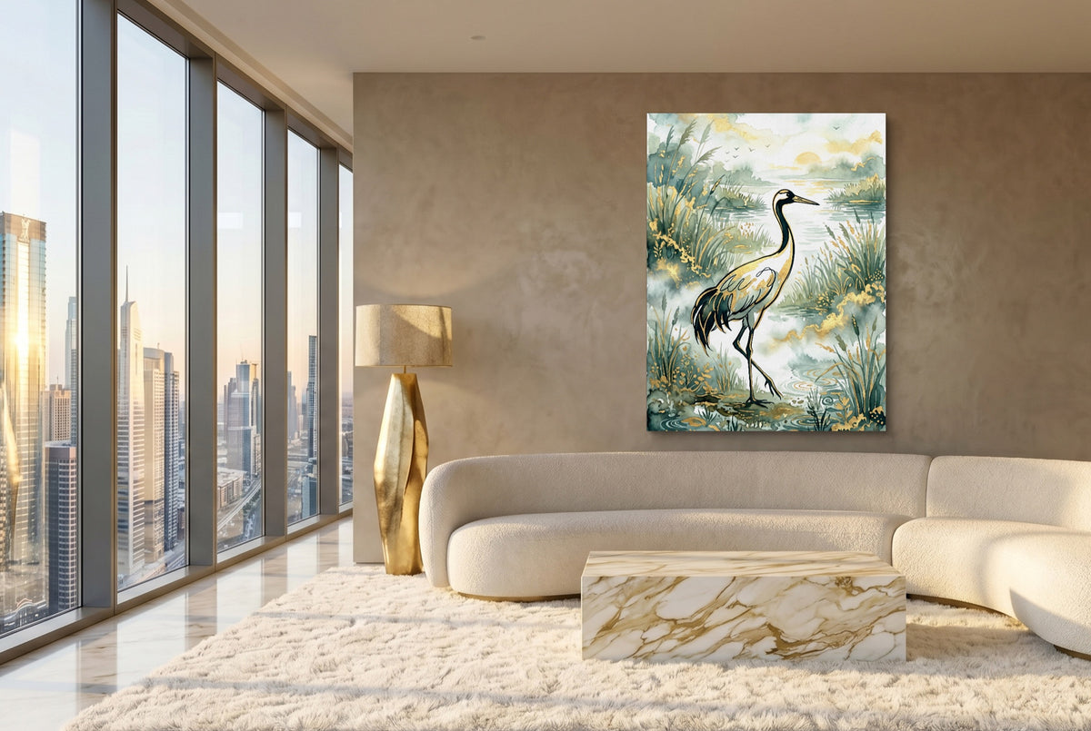 Crane Golden Sunrise — crane golden sunrise modern living room interior 3 1port flush print