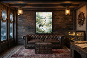 Crane Golden Sunrise — crane golden sunrise small cabin interior view 1port framed black