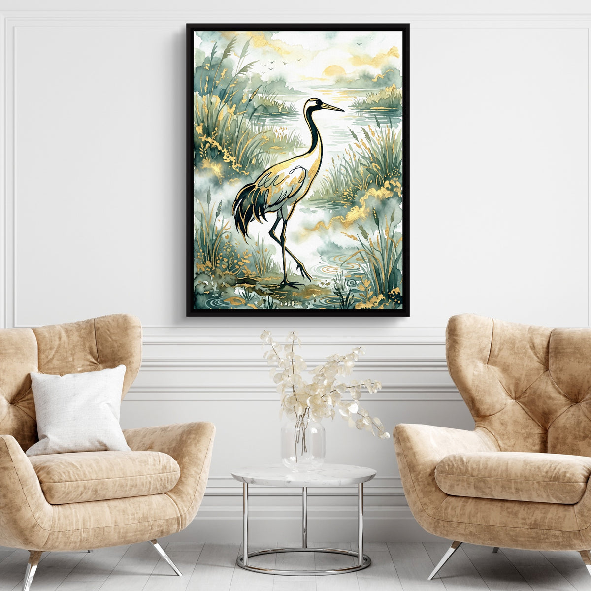 Crane Golden Sunrise — crane golden sunrise sq brown chairs 1port framed black