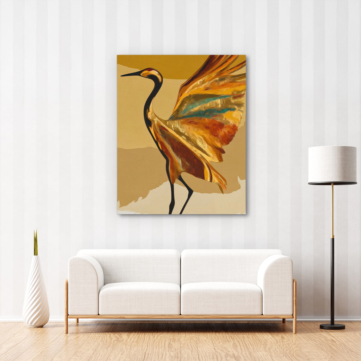 Crane Golden Wings — Crane Golden Wings New   Striped Wall 208