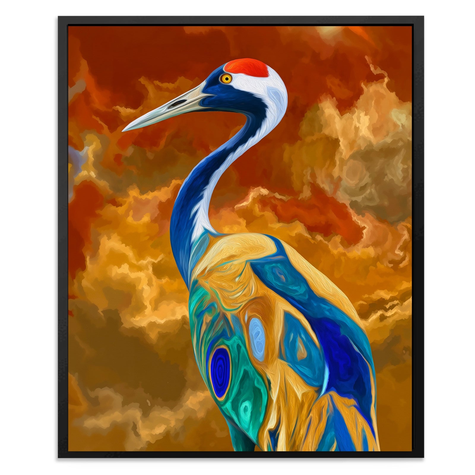Crane Inferno Rising canvas wall art