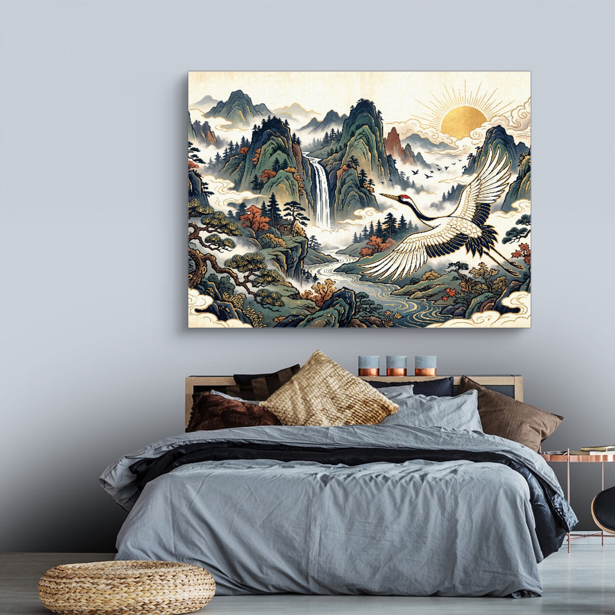 Crane Mountain Sunrise — crane mountain sunrise sq land comfortable bedroom 1land flush print