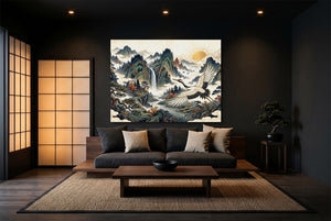 Crane Mountain Sunrise — crane mountain sunrise modern minimalist living room 2 1land flush print