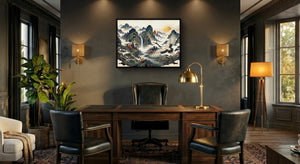 Crane Mountain Sunrise — crane mountain sunrise office interior with desk 1land framed black