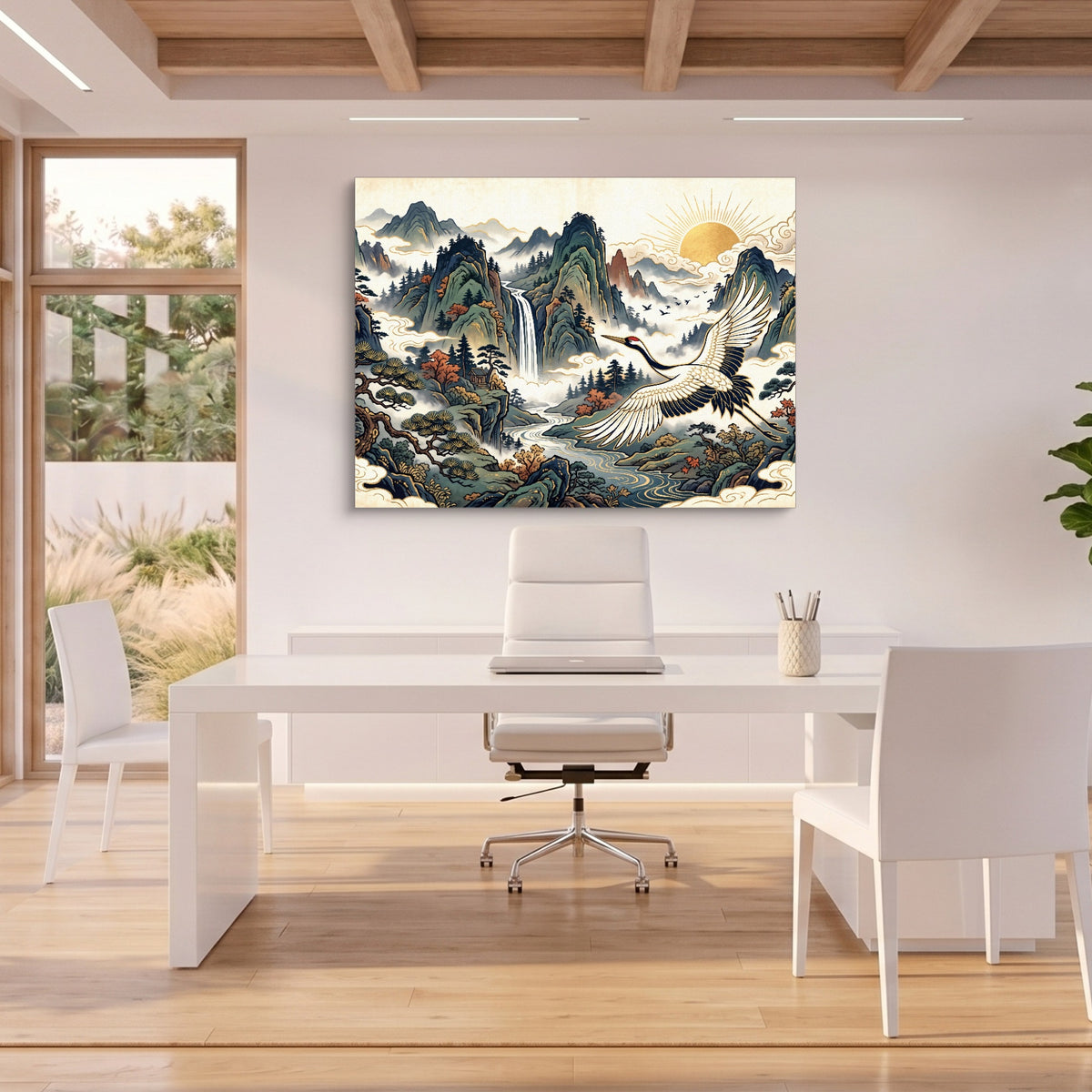 Crane Mountain Sunrise — crane mountain sunrise sq beach house office 1land flush print