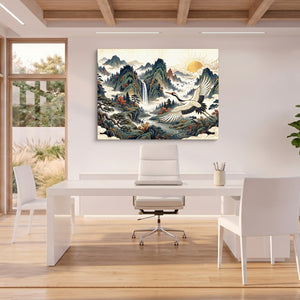 Crane Mountain Sunrise — crane mountain sunrise sq beach house office 1land flush print