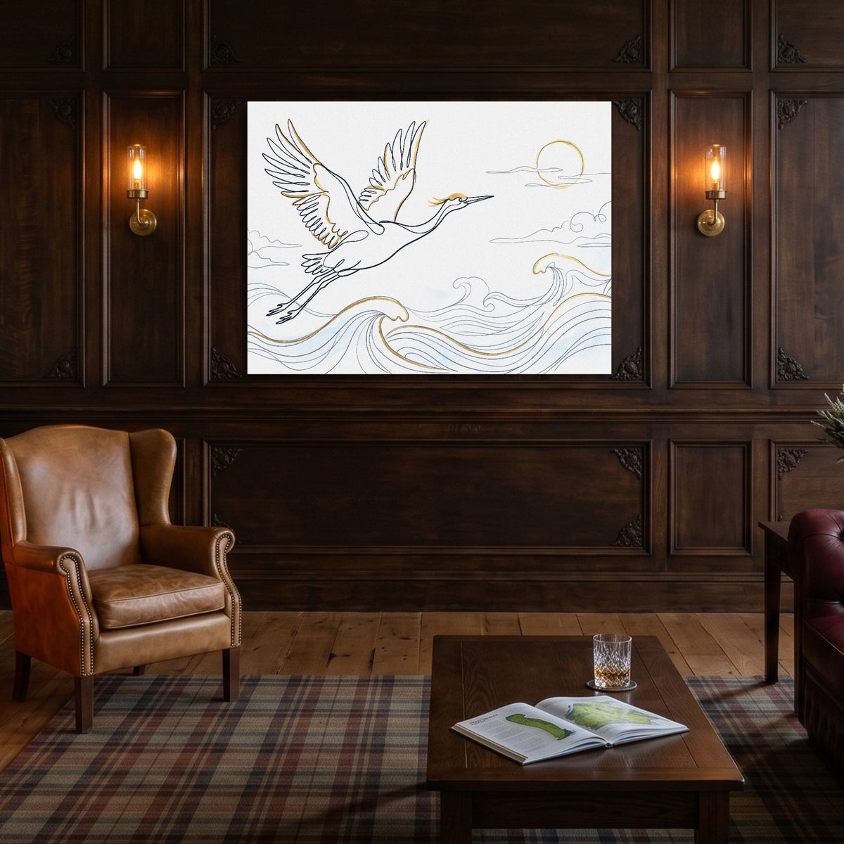 Crane Ocean Journey — crane ocean journey sq old money room 1land flush print