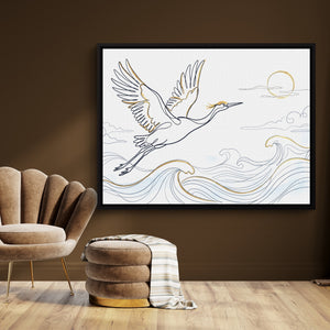 Crane Ocean Journey — crane ocean journey sq brown room 1land framed black