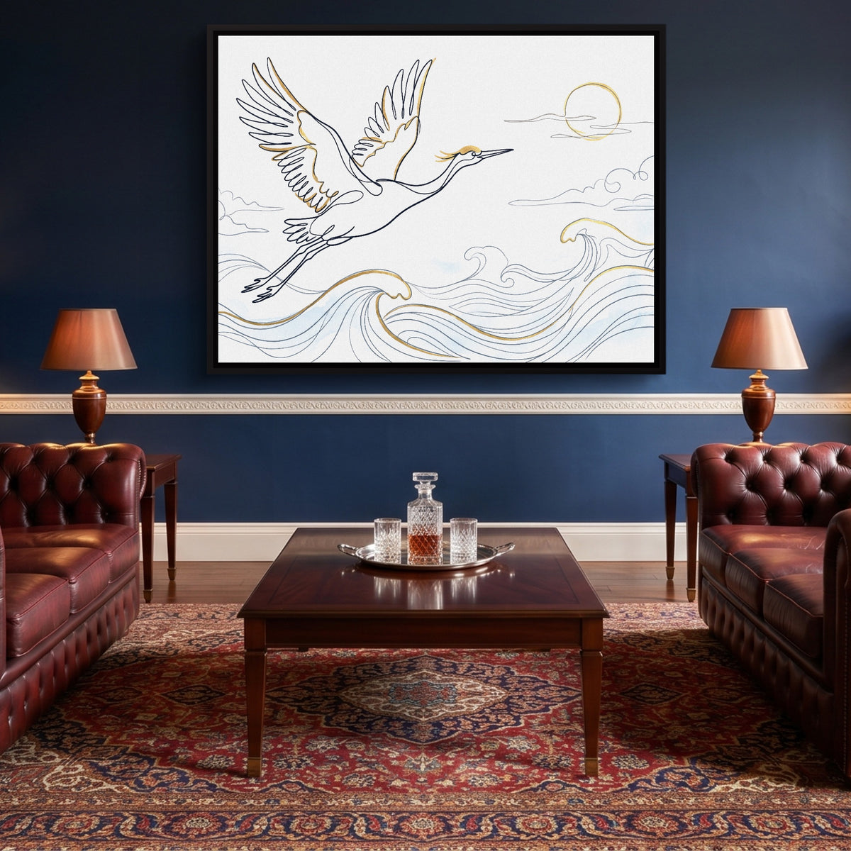 Crane Ocean Journey — crane ocean journey sq lounge wall 1land framed black