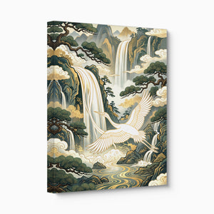 Crane Waterfall Pines — crane waterfall pines angled flush print
