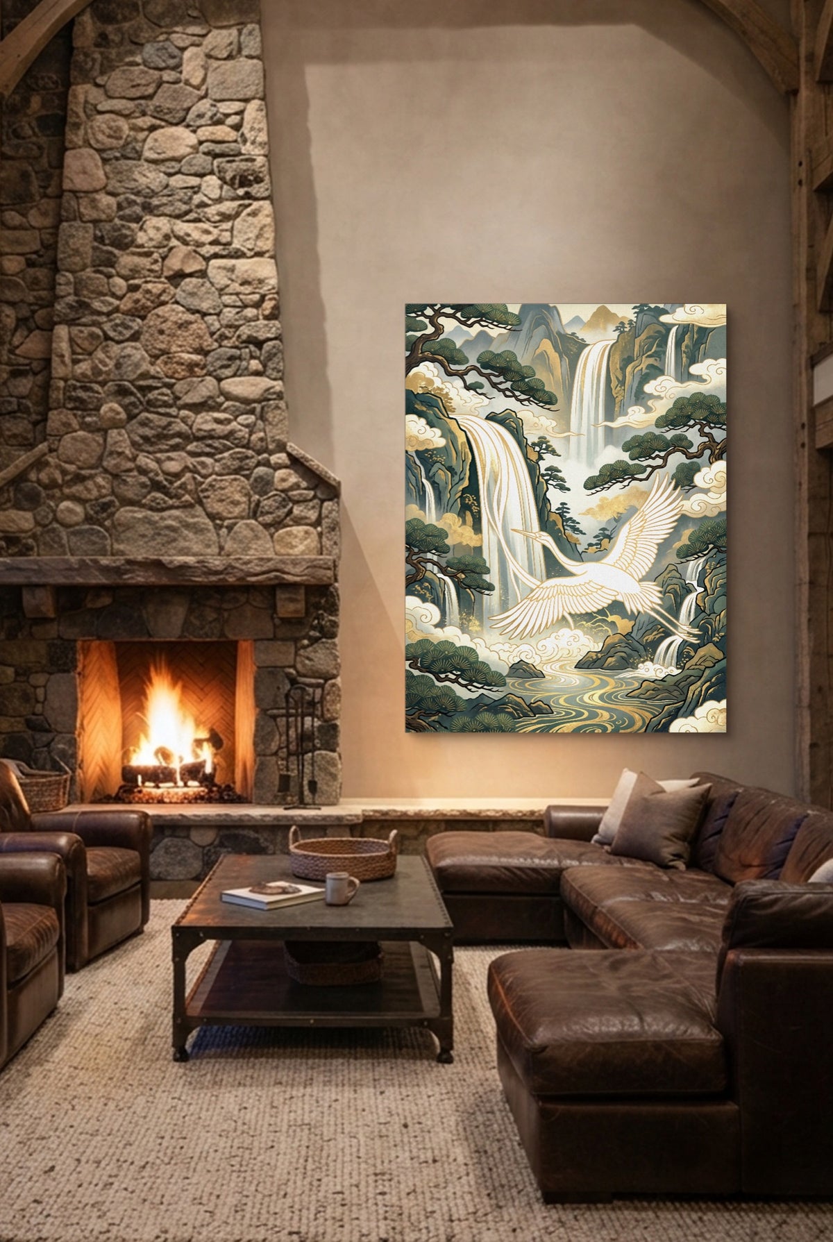 Crane Waterfall Pines — crane waterfall pines p living room interior space 1port flush print