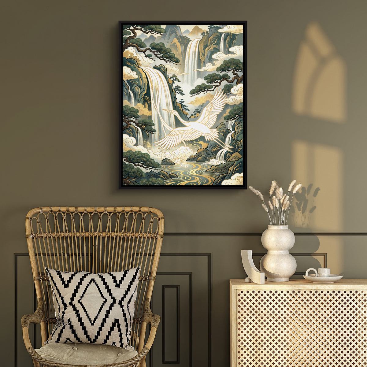 Crane Waterfall Pines — crane waterfall pines sq chair wall v2 1port framed black