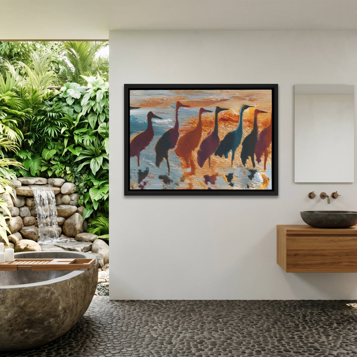 Cranes Golden Migration — Cranes Golden Migration Outdoor Bathroom Land 175