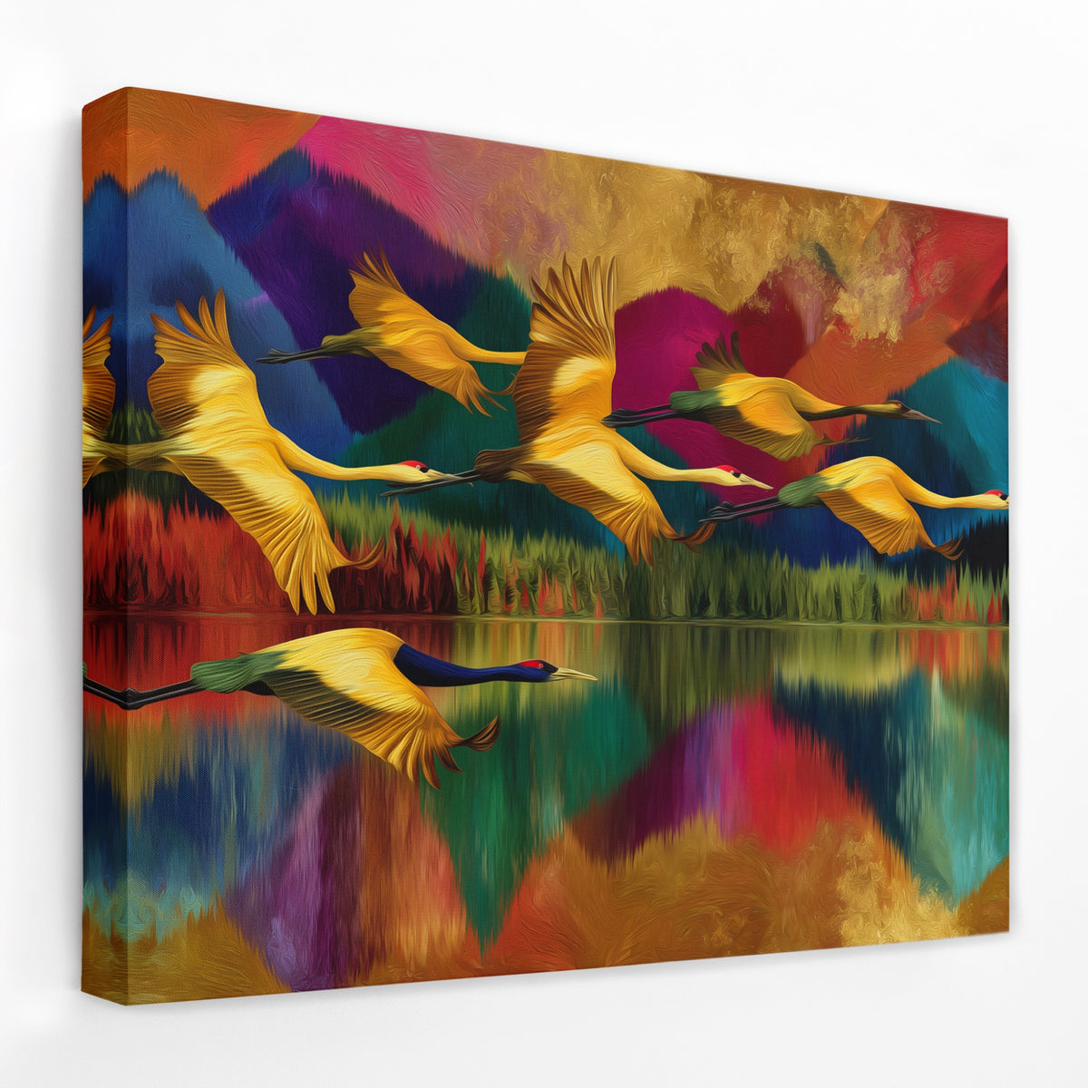Cranes Mountain Reflection — Cranes Mountain Reflection Landscape   Side View   Mirror Wrap 140