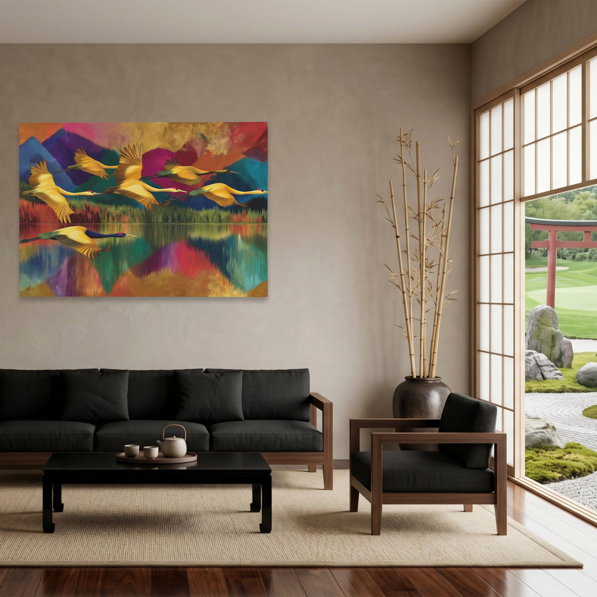 Cranes Mountain Reflection — Cranes Mountain Reflection Japanese Garden Land 104