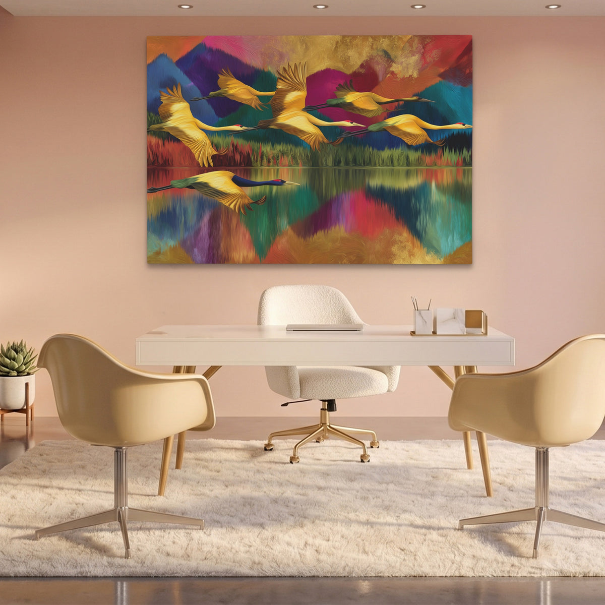 Cranes Mountain Reflection — Cranes Mountain Reflection Pink Office Land 212