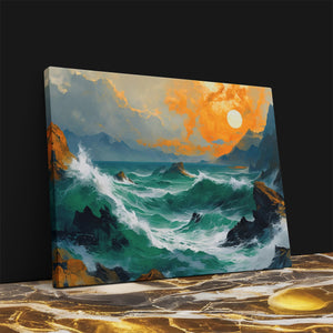 Crashing Sunset Waves - Luxury Wall Art