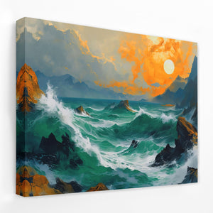 Crashing Sunset Waves - Luxury Wall Art