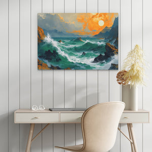 Crashing Sunset Waves - Luxury Wall Art