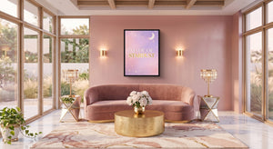 Crescent Night Hues — crescent night hues pink living room 1port framed black
