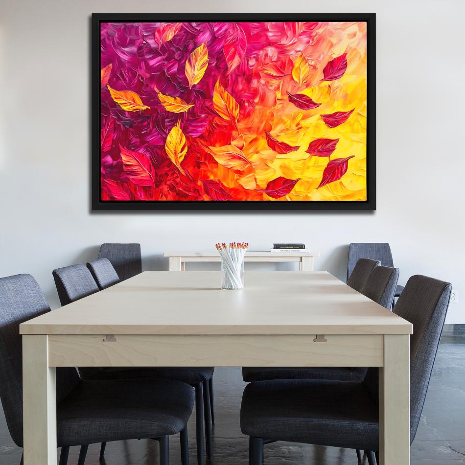 Crimson &amp; Gold Leaves - Luxury Wall Art