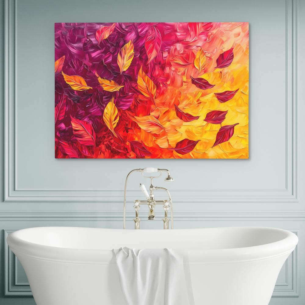 Crimson &amp; Gold Leaves - Luxury Wall Art