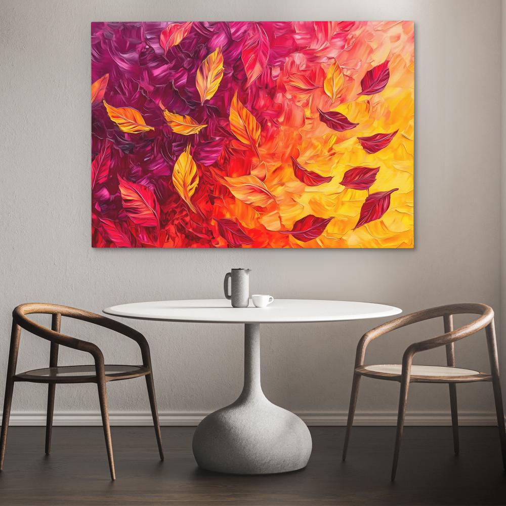 Crimson &amp; Gold Leaves - Luxury Wall Art