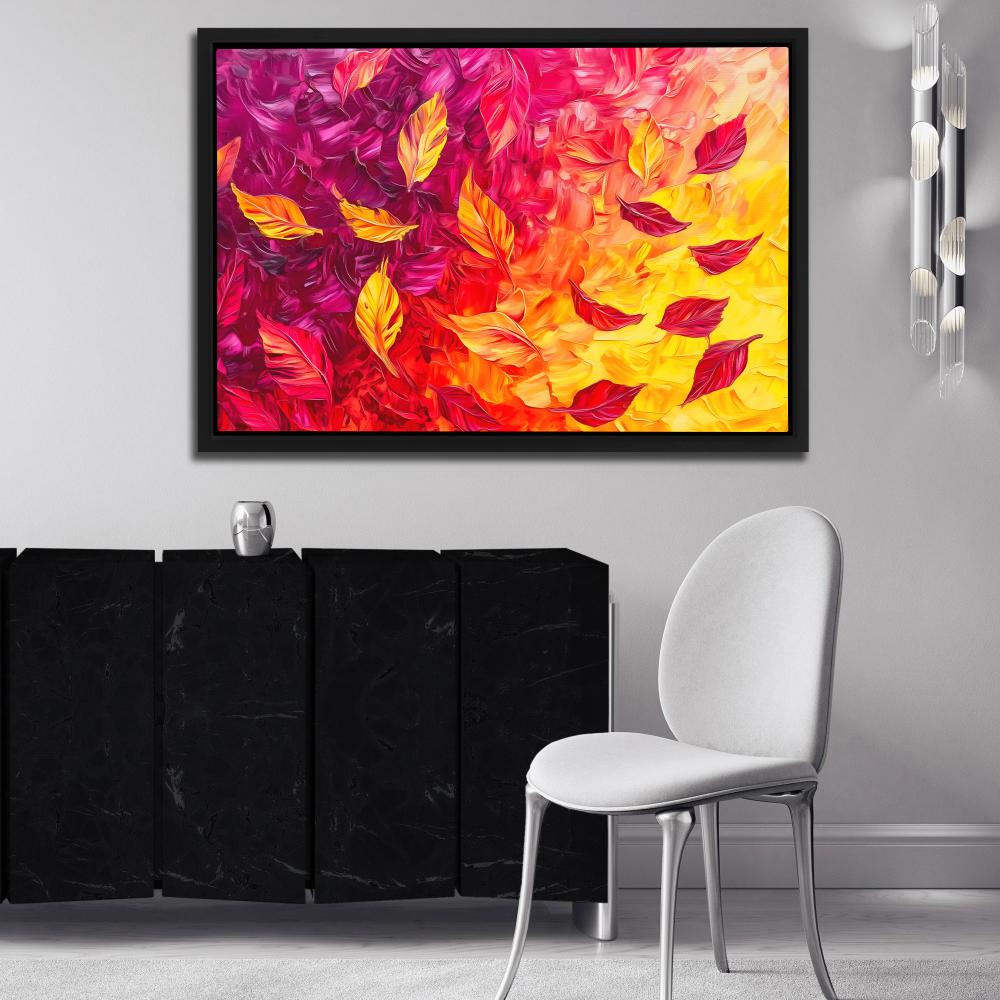 Crimson &amp; Gold Leaves - Luxury Wall Art