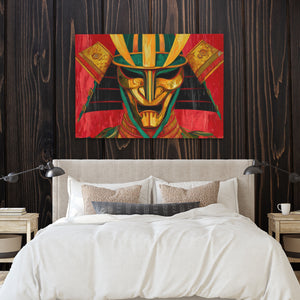 Crimson Samurai Mask — Crimson Samurai Mask Bedroom with Wood Walls 33