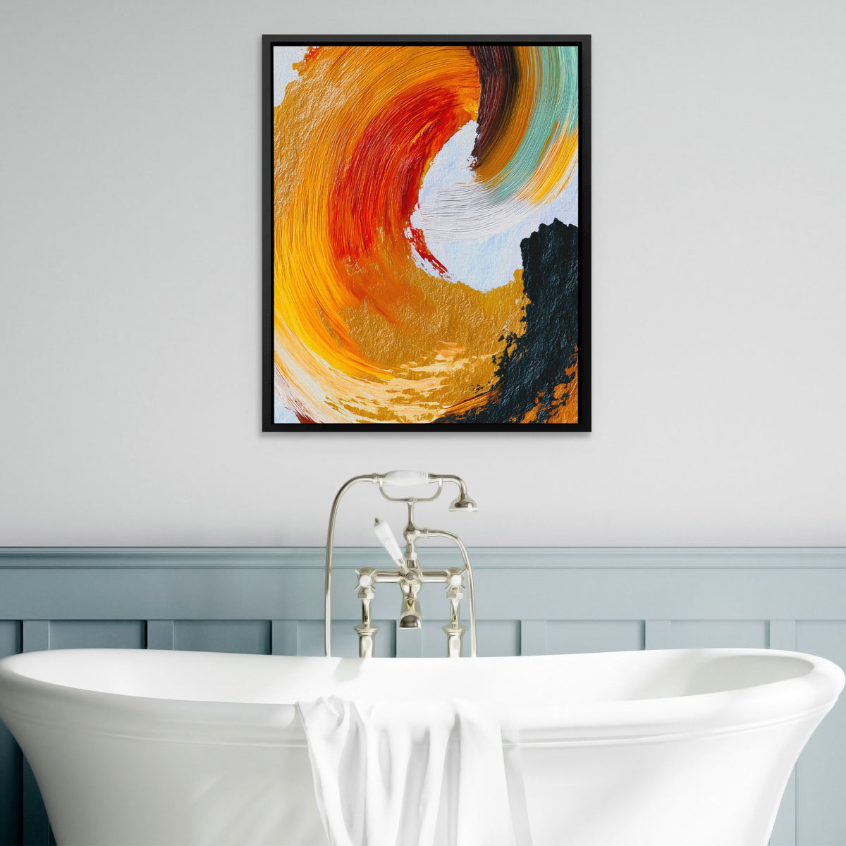 Crimson Spiral Calligraphy — Crimson Spiral Calligraphy Bathtub Wall Art 32
