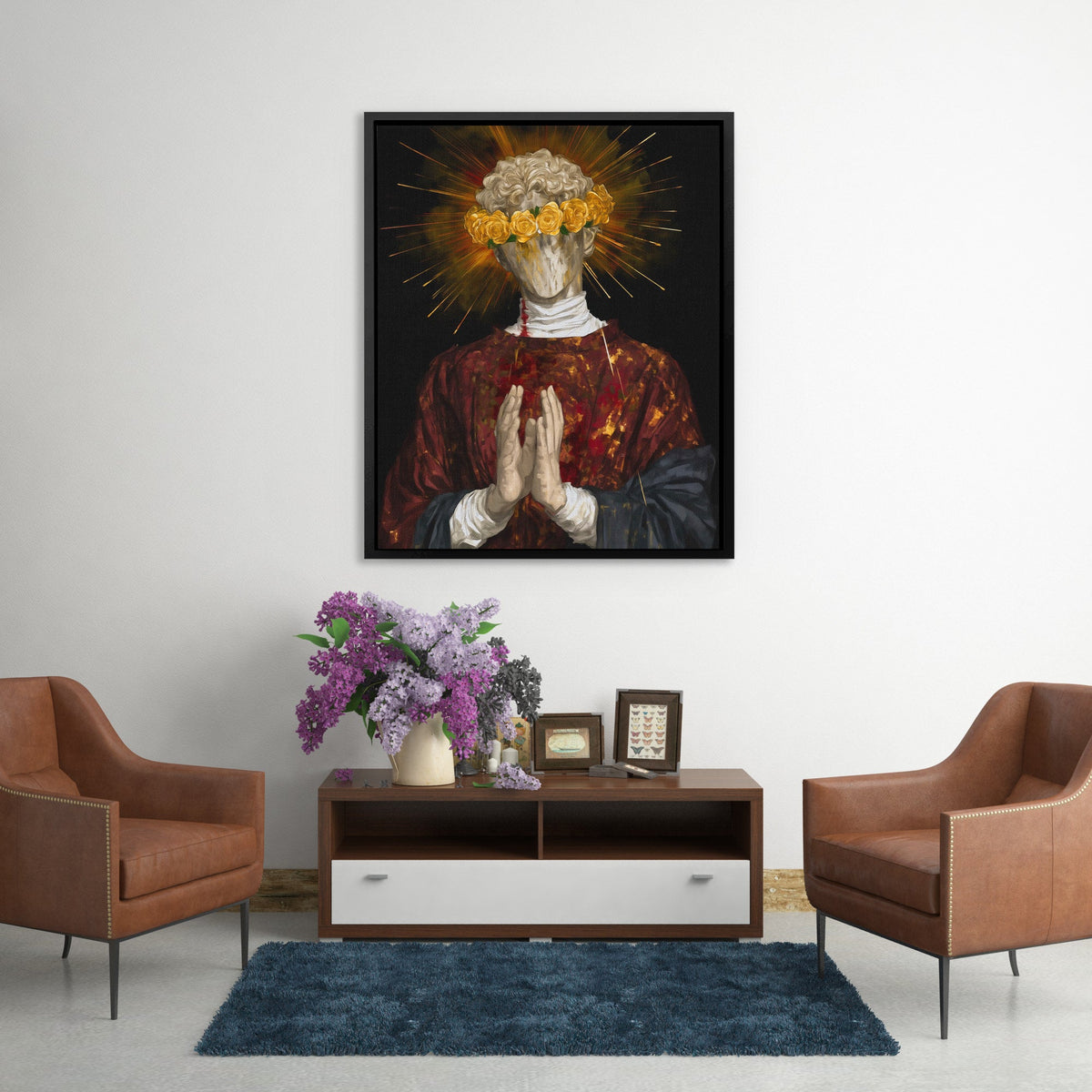 Crowned Prayer Statue - Luxury Wall Art