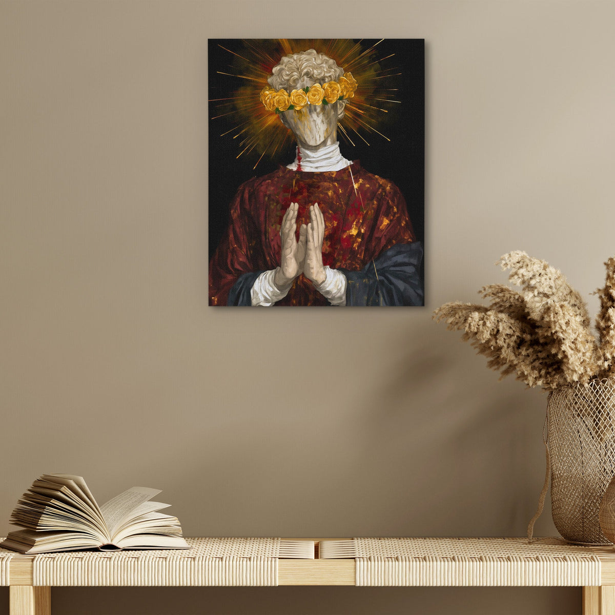 Crowned Prayer Statue - Luxury Wall Art
