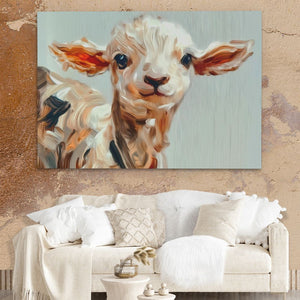 Cute Lamb Close - Up - Luxury Wall Art