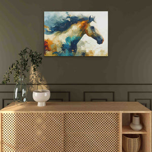 a painting of a horse on a wall