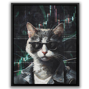 a painting of a cat wearing sunglasses