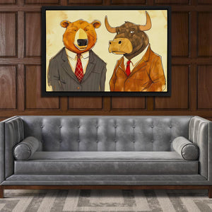 a painting of a bear and a bear in suits