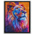 a painting of a lion with a colorful background