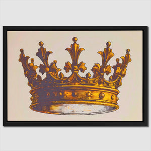 a painting of a gold crown on a beige background