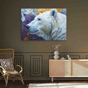 a painting of a polar bear in a living room