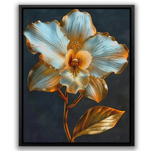 a painting of a flower on a black background