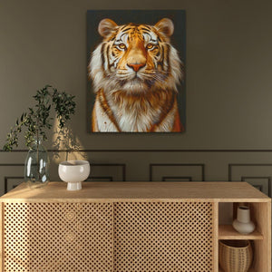 a painting of a tiger on a wall