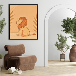 a picture of a lion sitting in a room