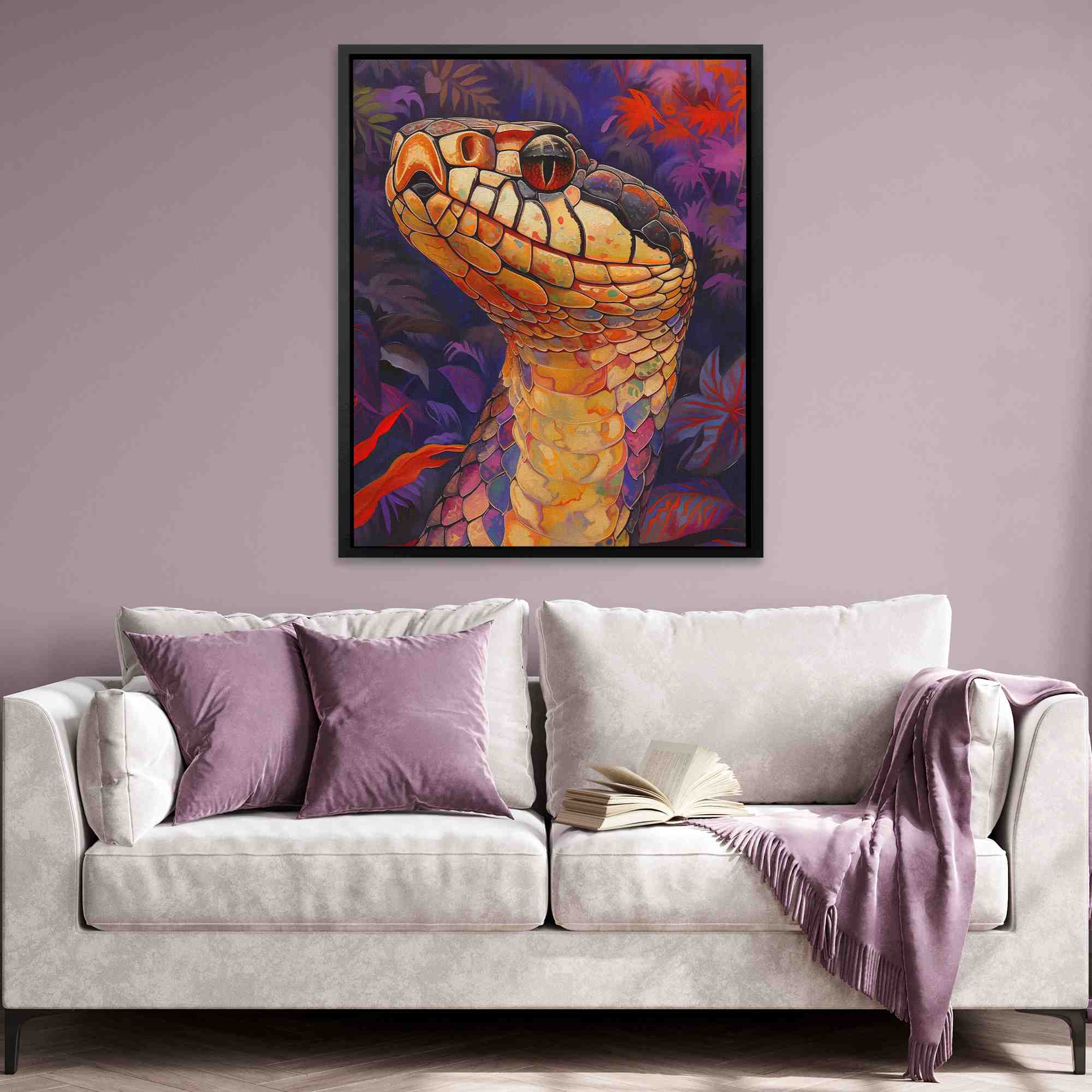 a painting of a snake on a wall