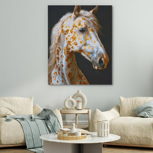 a painting of a horse in a living room