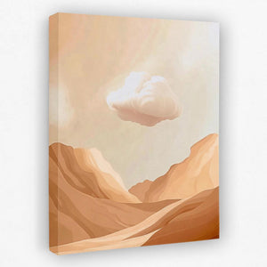a painting of a desert landscape with a cloud in the sky