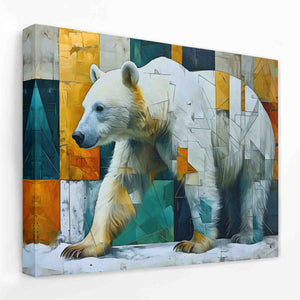 a painting of a polar bear on a wall