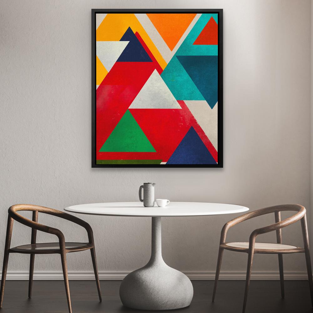 a colorful abstract painting on a white wall