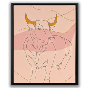 Bull and Line Pastel Minimalist Animal Art - Luxury Wall Art 